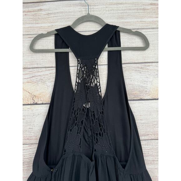 Amuse Society Racerback Mini Dress Womens Medium Black Crochet Back Strap NEW - Picture 4 of 12